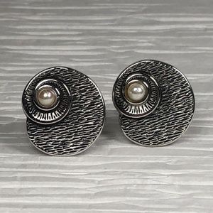 Vintage Swank Cuff Links Silver Tone Snail Shell